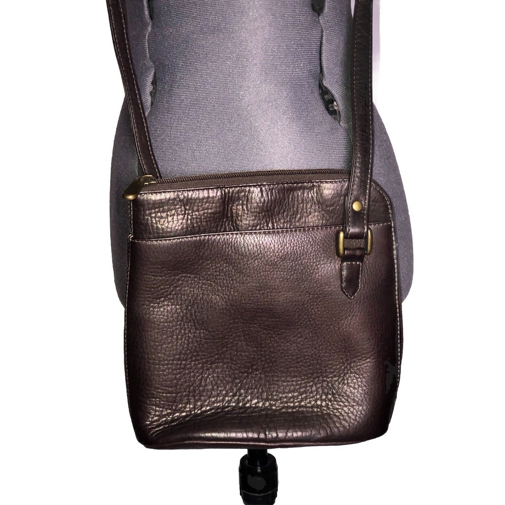Vtg Y2K Minimalist Brown Leather Crossbody Bag Quiet Luxury Normcore Le Donne